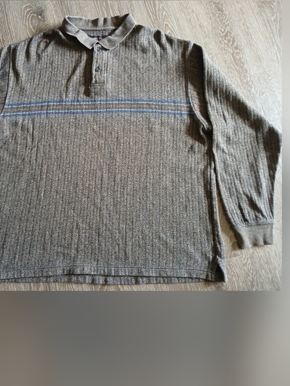 Pierre Cardin Brown Polo Sweater with Blue Chest Stripes 100% Cotton